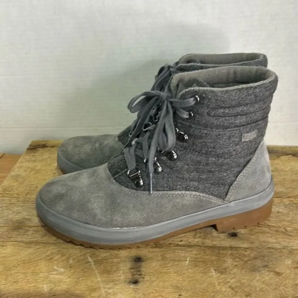 Keds Women's Gray Lace‎ Up Water-Resistant Suede Thinsulate Camp Boots Size 8
